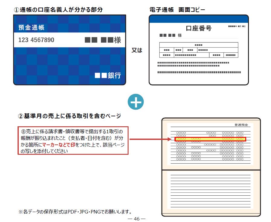 基本は、通帳の基準月の１取引にハイライトを